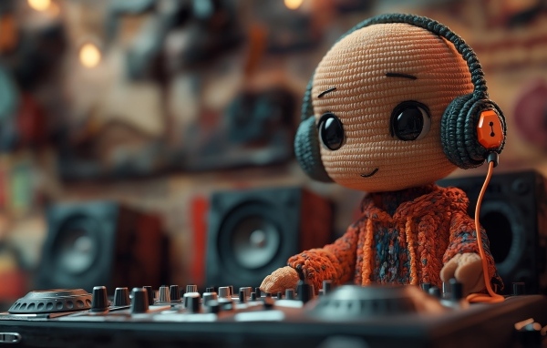 Вязаный диджей за пультом