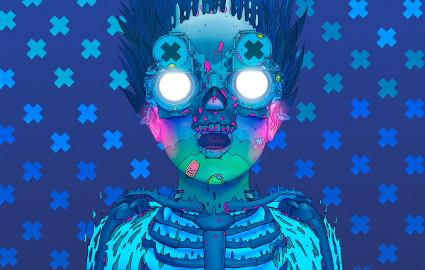 Человек с очками на синем фоне