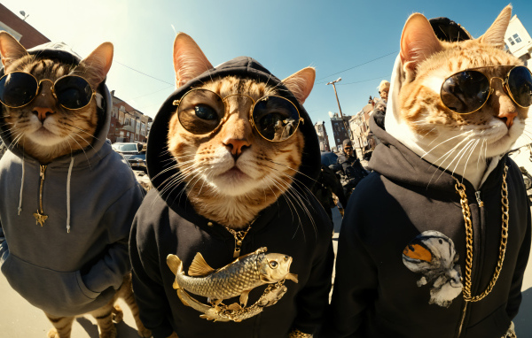 Три кота в худи и очках