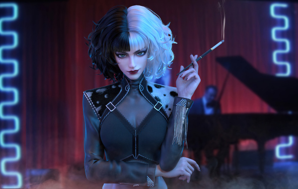 Персонаж Круэлла с сигаретой в руке