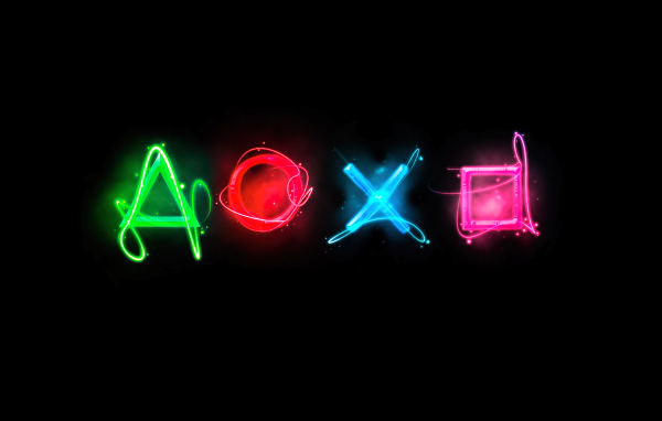 Символы игровой приставки playstation на черном фоне