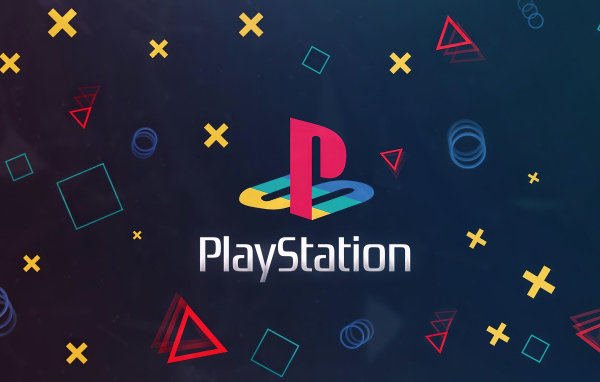 Логотип playstation с символами на черном фоне