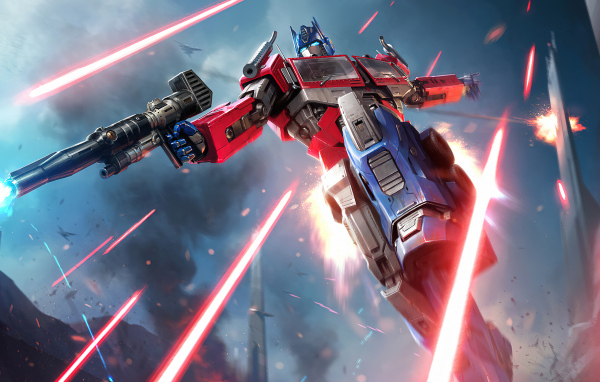 Робот с оружием в городе