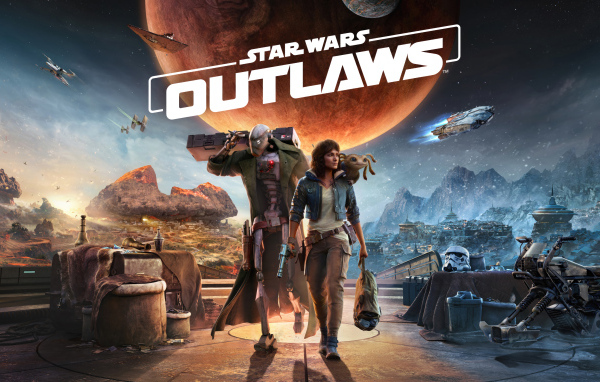 Два персонажа компьютерной игры Star Wars Outlaws, 2024