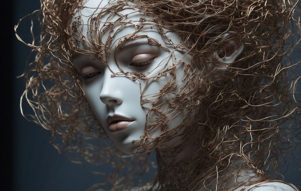 Девушка 3д покрыта сетями