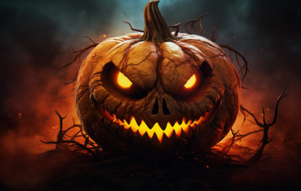 Яростная тыква демон на Хэллоуин
