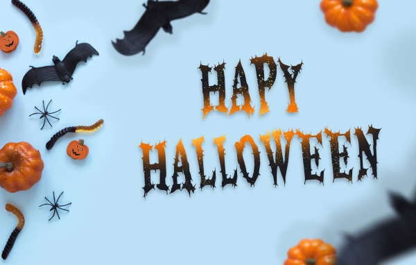 Баннер на Хэллоуин на голубом фоне