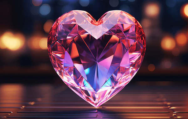 Большое розовое драгоценное сердце