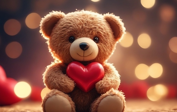 Милый игрушечный медвежонок с красным сердцем