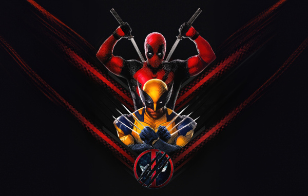 Яркий постер нового фильма Дэдпул 3 на черном фоне