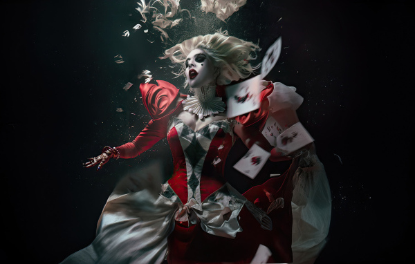 Персонаж Харли Квинн с картами в новом фильме Джокер: Безумие на двоих, 2024