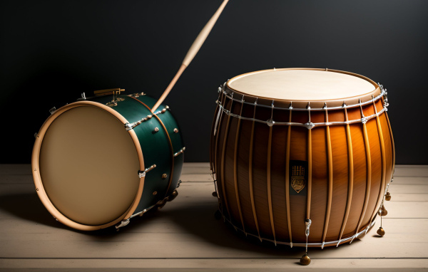 Барабаны на сером фоне