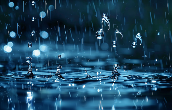 Ноты в каплях дождя в луже