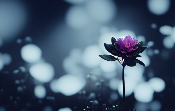 Маленький фиолетовый цветок крупным планом