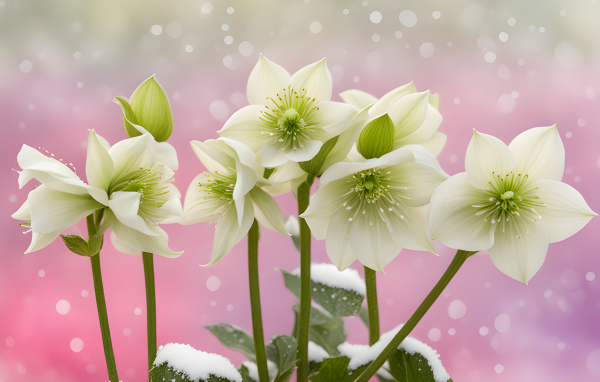 Белая рождественская роза на розовом фоне