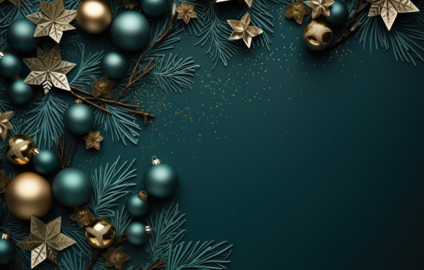 Красивый зеленый шаблон для новогодней открытки