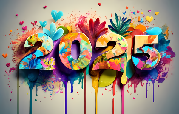 Яркая красочная надпись на новый год 2025