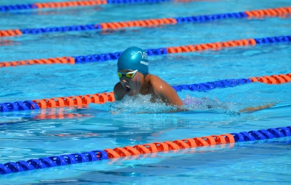 Маленький мальчик пловец в бассейне