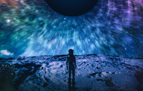 Астронавт на поверхности холодной  планеты 