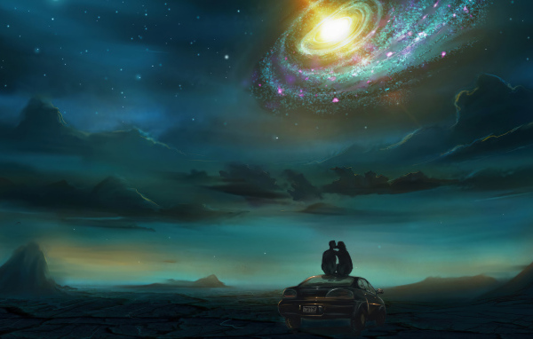 Космическая дыра в небе над горами