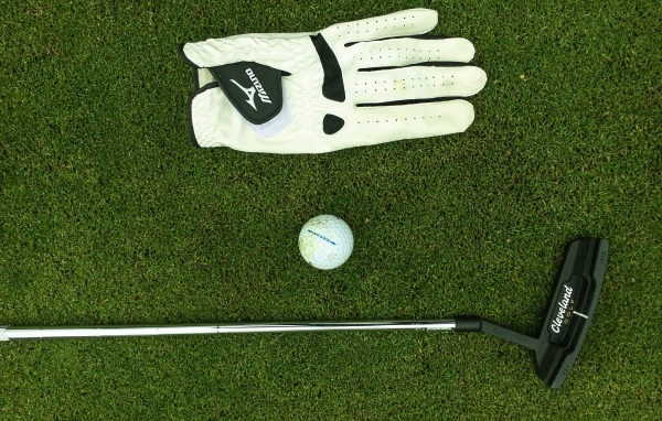 Перчатка, мяч и клюшка для гольфа