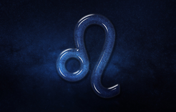 Синий блестящий знак зодиака лев