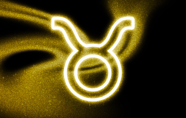 Золотистая пыль со знаком зодиака телец на черном фоне