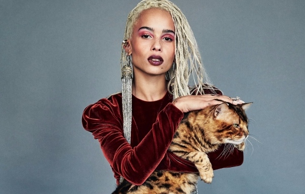 Актриса Зои Кравиц с котом в руках