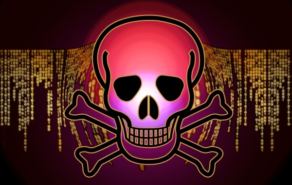 Череп вирус на бинарном коде