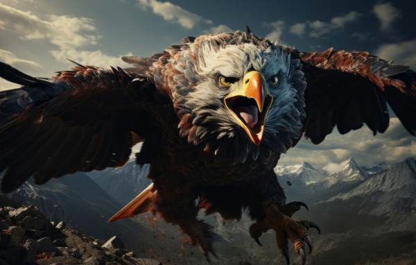 Большой хищный орел готовится напасть