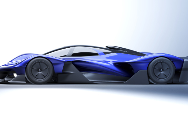 Вид сбоку на синий автомобиль Red Bull RB17 Prototype 2024 года