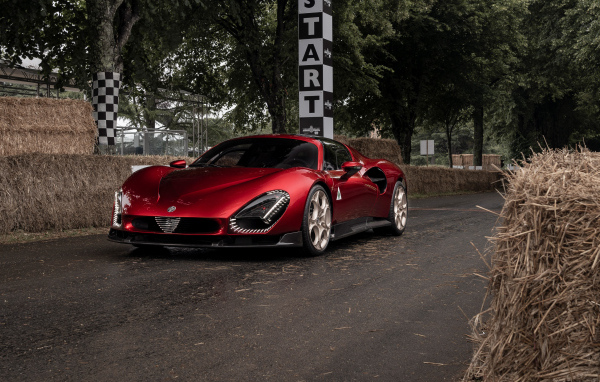 Красный автомобиль Alfa Romeo 33 Stradale