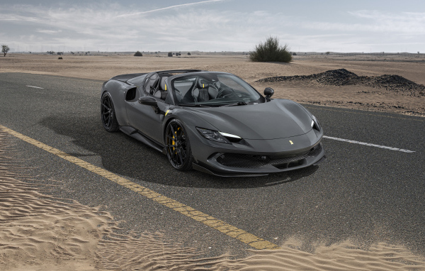 Спорткар Novitec Ferrari 296 GTS Aero 2024 года на дороге