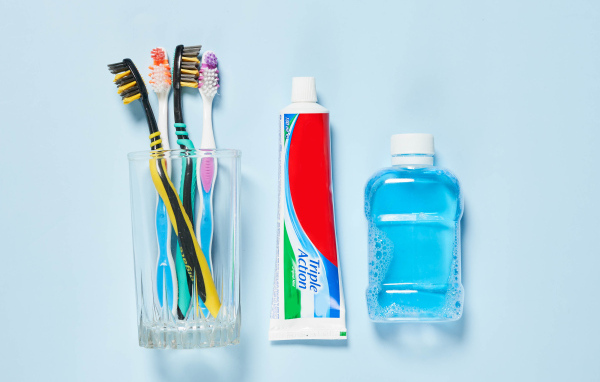 Toothpaste, brushes and mouthwash