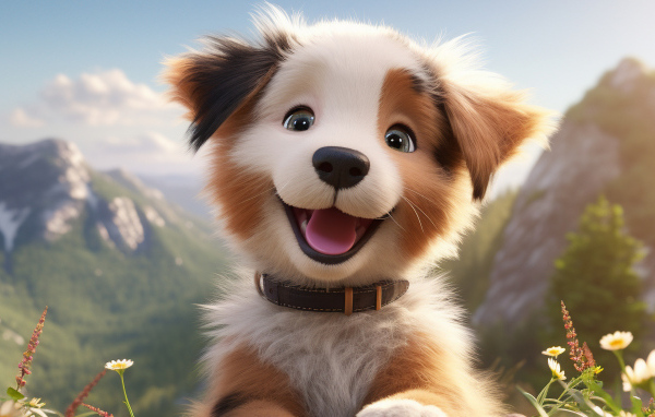 Смешной нарисованный щенок