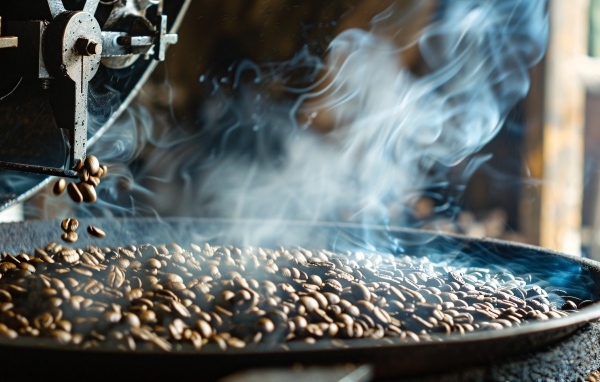 Ароматные кофейные зерна жарят на сковороде 