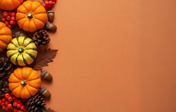 Тыквы с шишками на оранжевом фоне