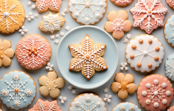 Красивое новогоднее печенье с рисунками