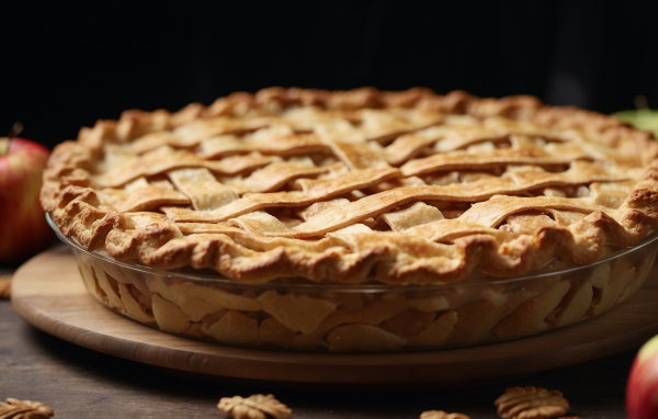 Красивый сладкий пирог с яблоками на столе