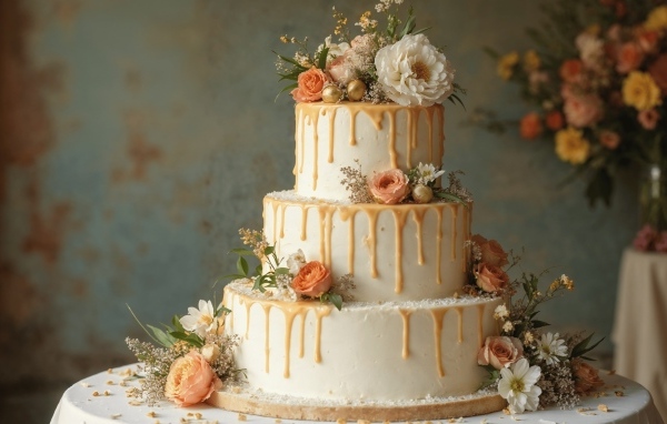 Большой красивый свадебный торт
