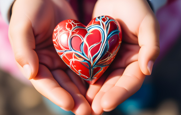 Красивое сердце с узором в руках