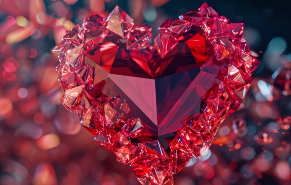 Красивое красное сердце из камня