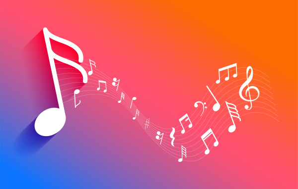 Белые ноты на розовом фоне