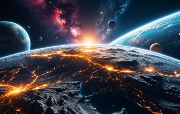 Вспышки на планете Земля вид с космоса