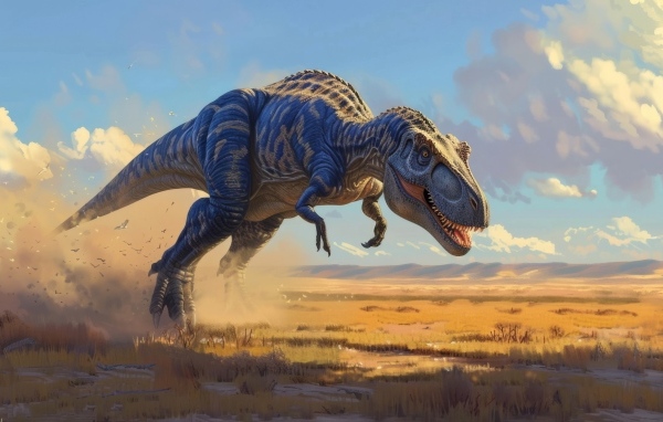 Тираннозавр бежит по пыли