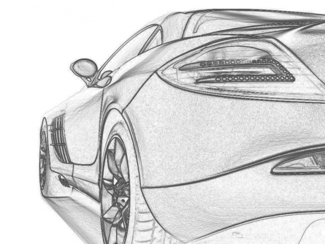Mercedes SLR - рисунок карандашом