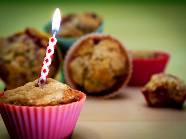 Cupcake with a candle on a birthday