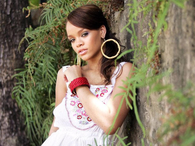 Rihanna in white dress