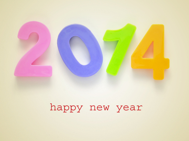 Happy New Year 2014 colorful bright numbers Desktop wallpapers 640x480