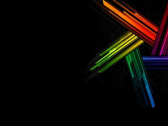 Black wallpaper with rainbow abstraction